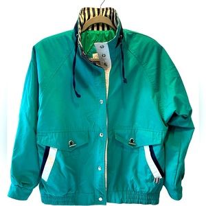 Vintage 80s -Be In The Current Seen- Green Windbreaker Woman's Size Small